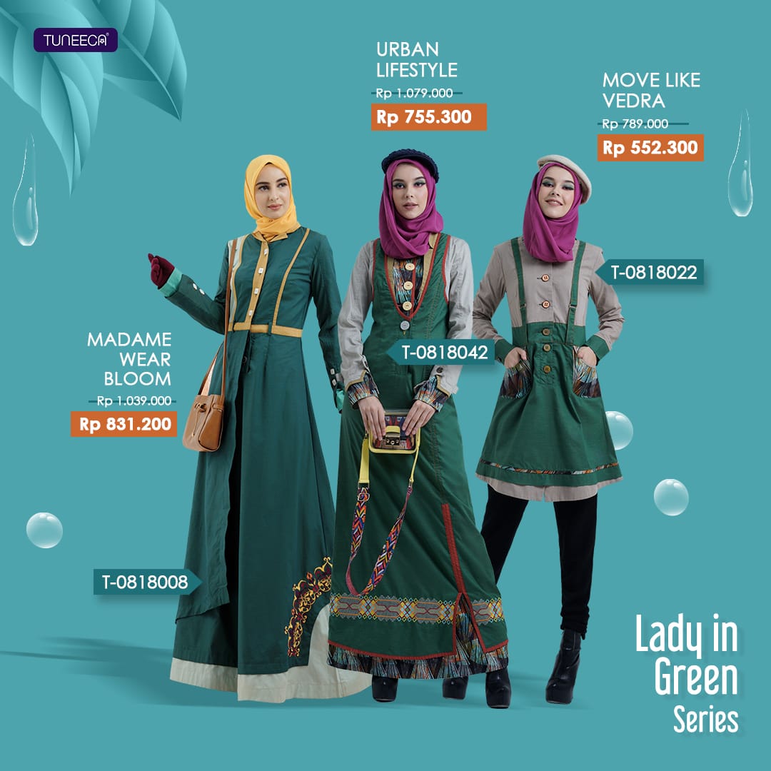 Koleksi Baju Muslim Tuneeca Warna Hijau Cool & Calm