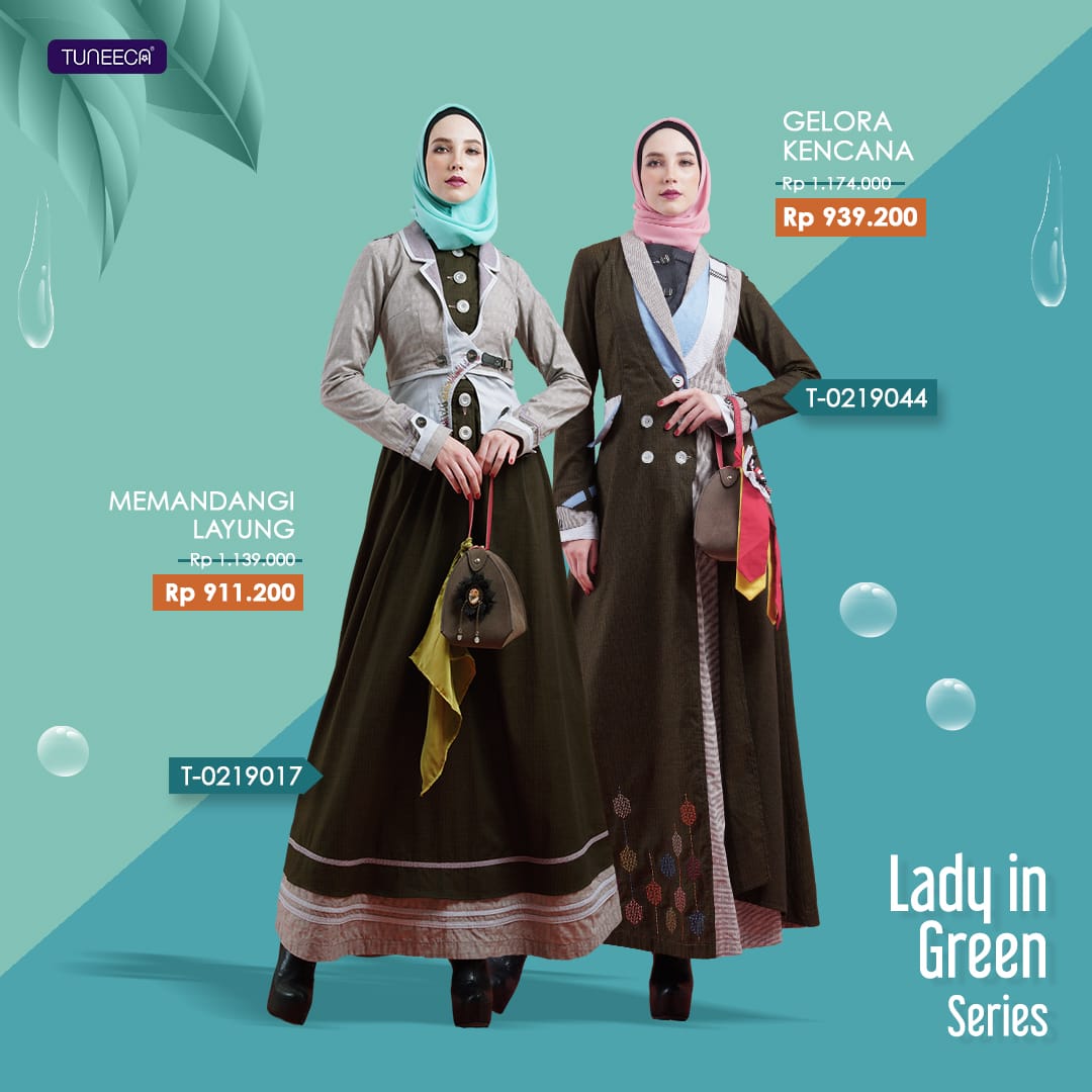 Koleksi Baju Tuneeca Warna Hijau Kalem & Anggun